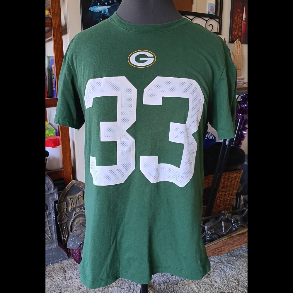 💚💛*4/$15* Nike Aaron Jones Green Bay Packers Cotton Tee T-shirt NFL Mens Large